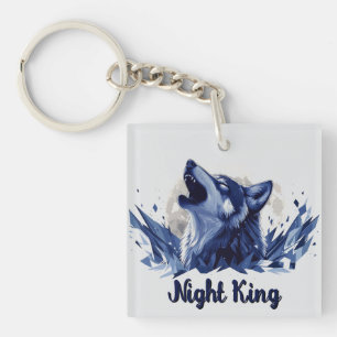 Night King - Howling Wolf with Moon Key Ring