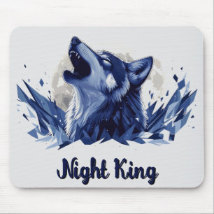 Night King - Howling Wolf with Moon Mouse Mat