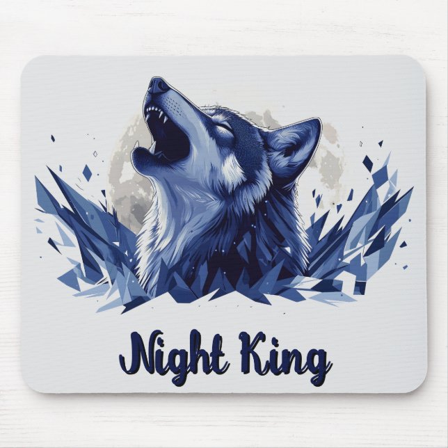 Night King - Howling Wolf with Moon Mouse Mat (Front)
