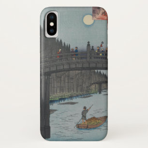 Night Kyobashi Bridge Vintage Ukiyo-e Japanese Art iPhone X Case
