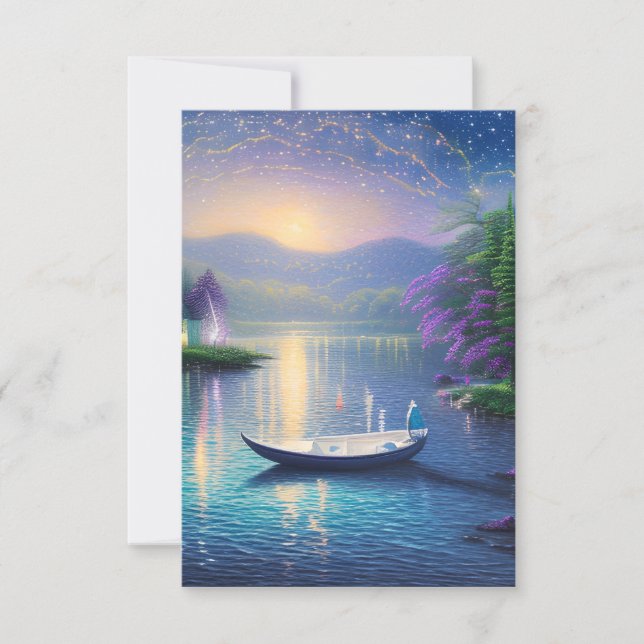Night Lake Graphic Thank You Card (Front)