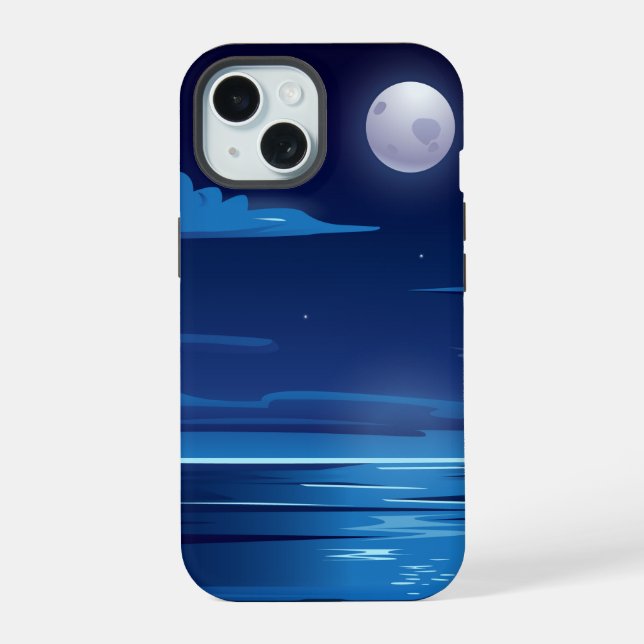 Night Landscape with Sea iPhone 15 Case (Back)