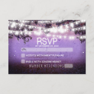 night lanterns purple wedding rsvp card