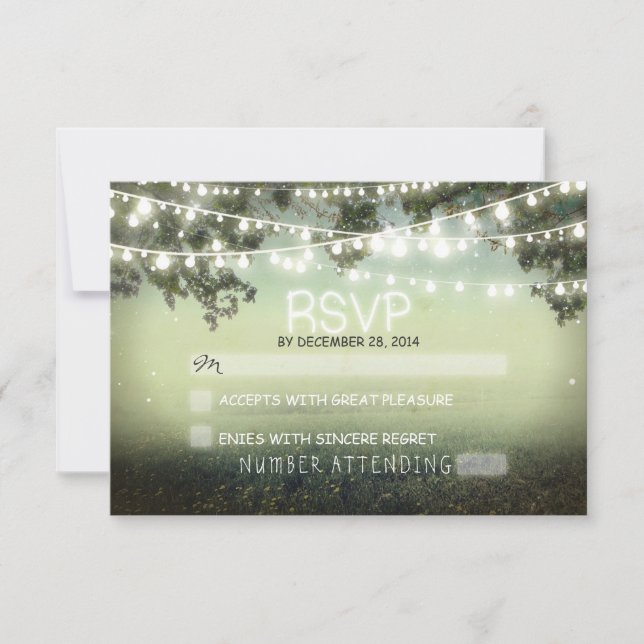 night lanterns romantic wedding rsvp card (Front)