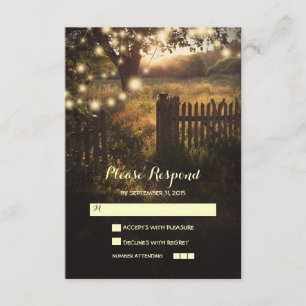 night lanterns romantic wedding RSVP card