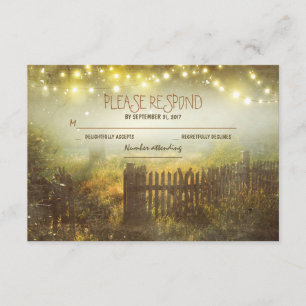 night lanterns romantic wedding RSVP card