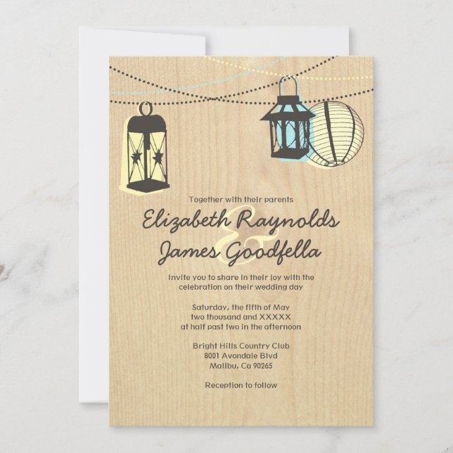 Night Lanterns Wedding Invitations (Front)