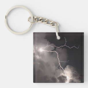 Night lightning Storm clouds Keychain