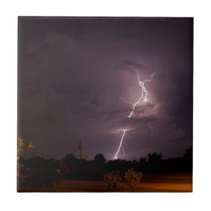Night lightning Storm clouds Tile