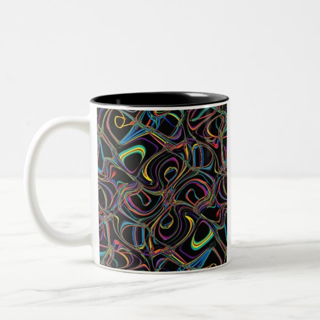Night Lights Abstract Swirls Two-Tone Coffee Mug (Left)