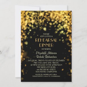 night lights black modern rehearsal dinner invitation