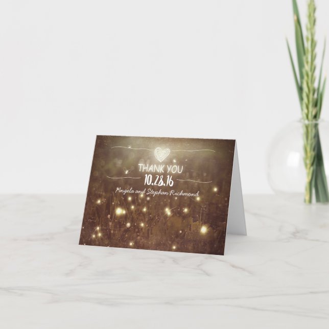 night lights fireflies whimsical wedding thank you card (Front)