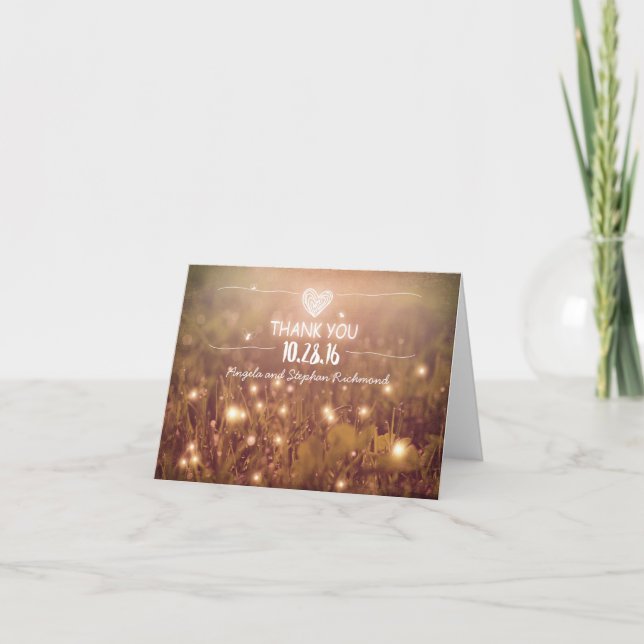 night lights fireflies whimsical wedding thank you card (Front)