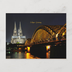 Night Lights of Cologne, Germany Postcard