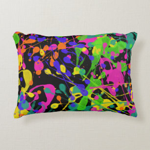 Night Lights Paint Splatter Decorative Cushion