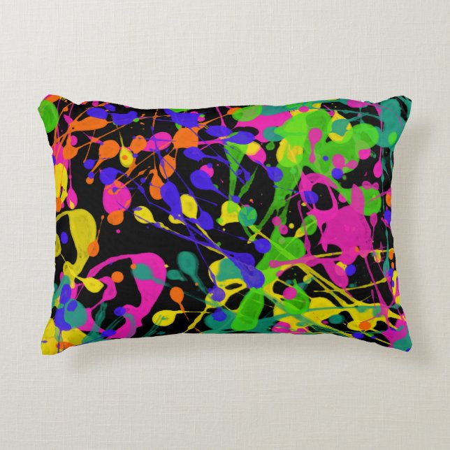Night Lights Paint Splatter Decorative Cushion (Front)