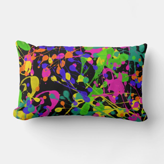Night Lights Paint Splatter Lumbar Cushion (Front)