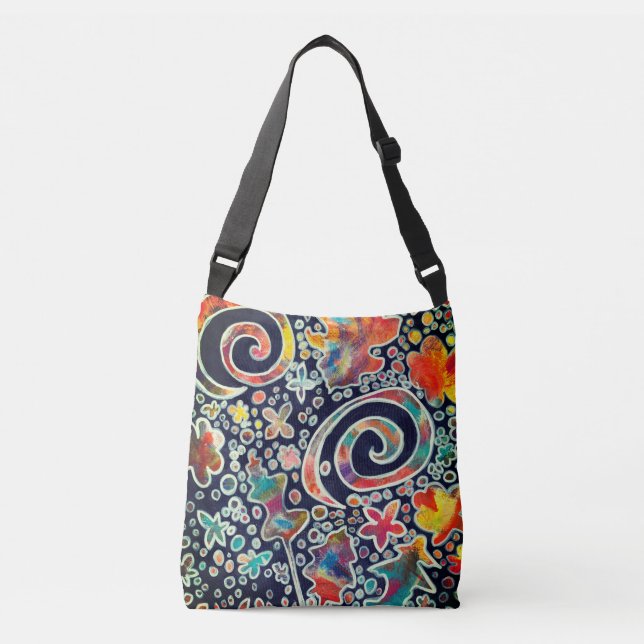 Night Lights Reflection Original Abstract Artwork Crossbody Bag (Front)