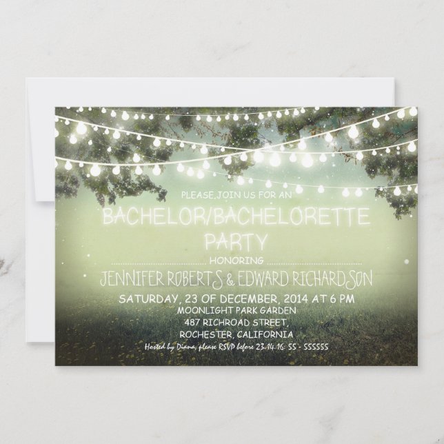 night lights rustic Bachelor/Bachelorette party Invitation (Front)