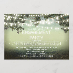 night lights rustic engagement party invitations
