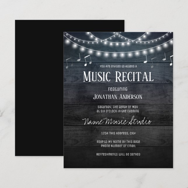 Night Lights Rustic Music Recital Budget (Front/Back)