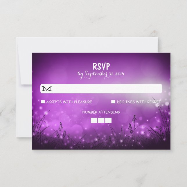 Night Lights Rustic Wedding RSVP Cards (Front)