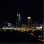 Night Lights Skyline Cleveland  Standing Photo Sculpture<br><div class="desc">Want to have the classic hometown view,  no matter where you are? Photo sculpture of classic night lights skyline,  makes a fun conversation piece iin home or office! Lighthouse sculptures (winter and summer) also available here.</div>