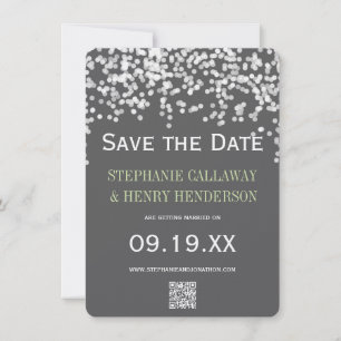 Night Lights Star Lights Yellow Grey Save the Date Invitation