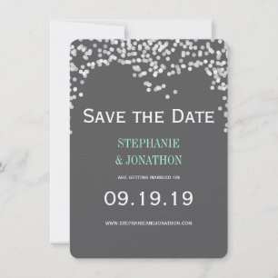 Night Lights Star Lights Yellow Grey Save the Date Invitation