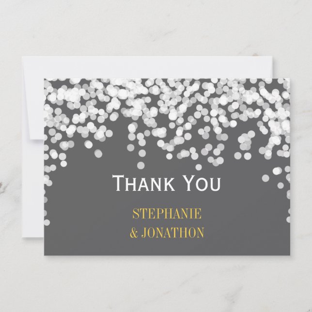 Night Lights Star Lights Yellow Grey Thank You Card (Front)