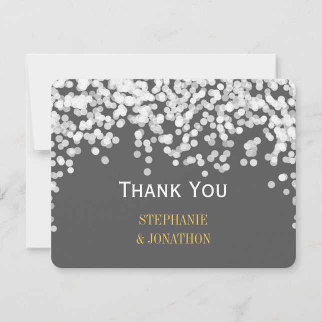 Night Lights Star Lights Yellow Grey Thank You Card (Front)