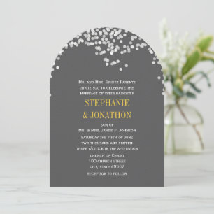 Night Lights Star Lights Yellow Grey Weddings Invitation