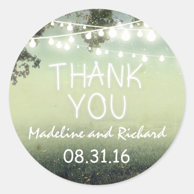 night lights thank you wedding stickers (Front)