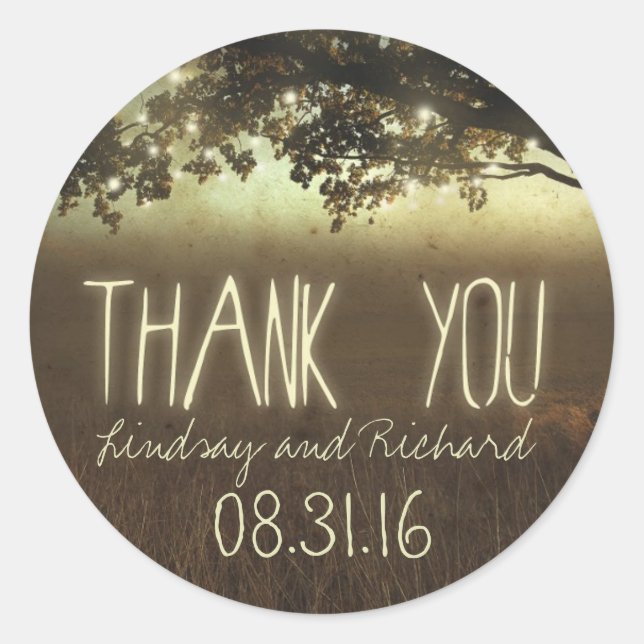 night lights thank you wedding stickers (Front)