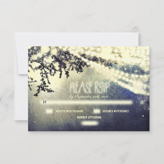 night lights wedding RSVP cards (Front)