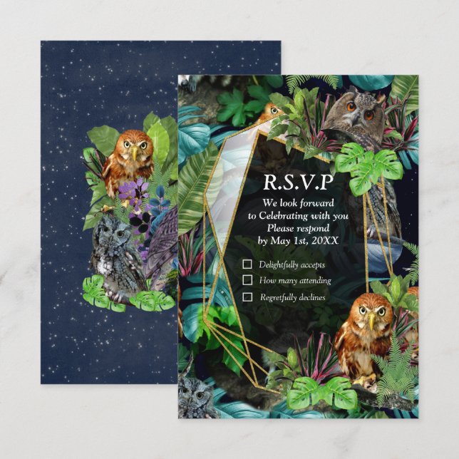 Night-live party celebration theme RSVP card (Front/Back)