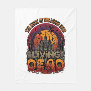 Night Living Dead Halloween Haunted House Witch Sk Fleece Blanket