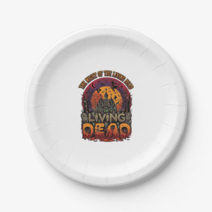 Night Living Dead Halloween Haunted House Witch Sk Paper Plate