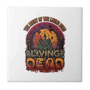 Night Living Dead Halloween Haunted House Witch Sk Tile