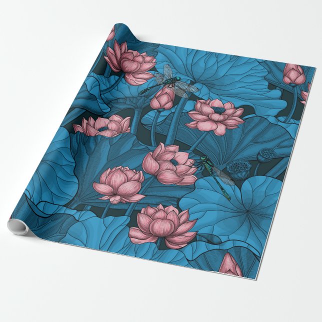 Night lotus garden wrapping paper (Unrolled)