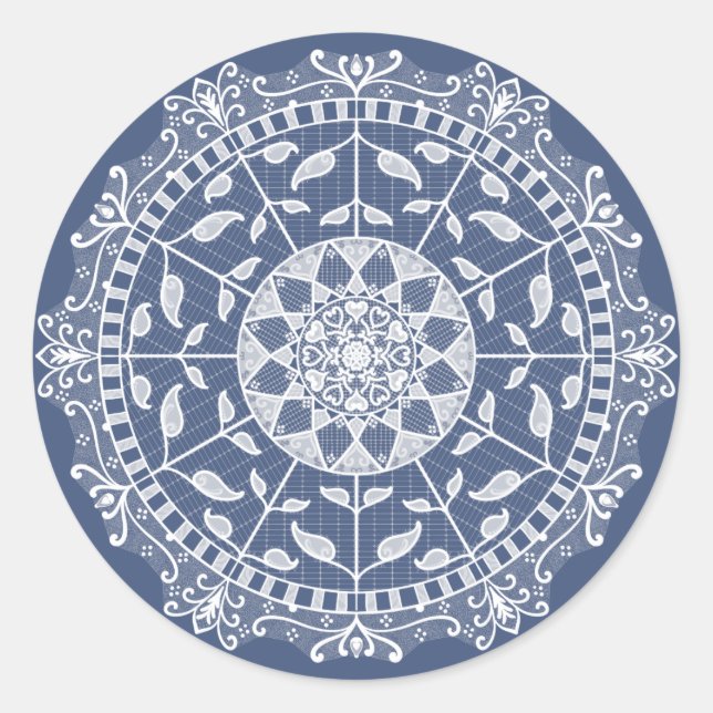 Night Mandala Classic Round Sticker (Front)