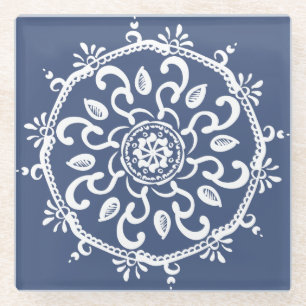 Night Mandala Glass Coaster