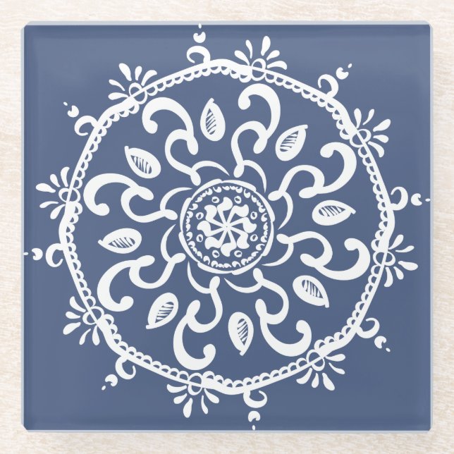 Night Mandala Glass Coaster (Front)