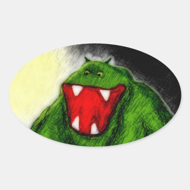 Night Monster Oval Sticker (Front)