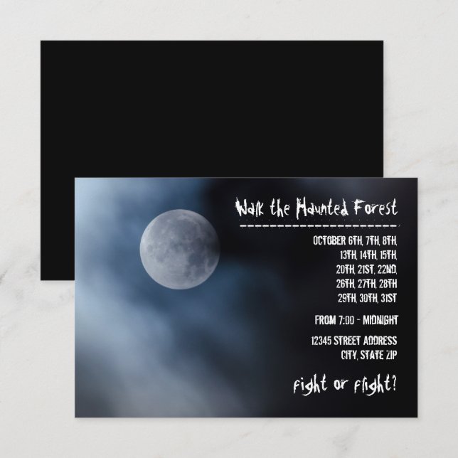 Night Moon - 3x5 Haunted Forest Invitation (Front/Back)
