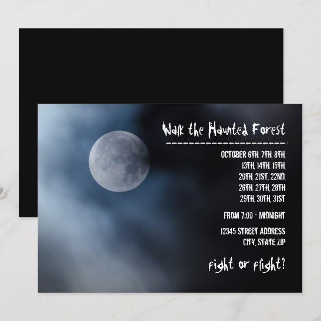 Night Moon - Haunted Forest Invitation (Front/Back)