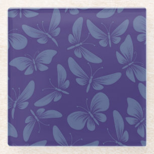 night moth butterflies background glass coaster