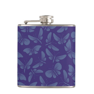 night moth butterflies background hip flask