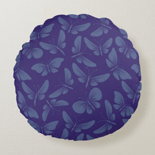 night moth butterflies background round cushion (Front)