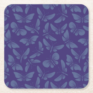 night moth butterflies background square paper coaster